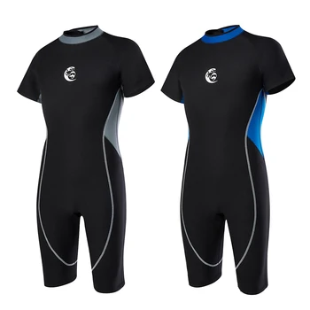 Yeni 1.5 MM Neopren Wetsuit erkek Tek Parça Kısa Kollu Güneş Koruyucu Sıcak Su Sporları Yüzme Dalış sörf kıyafeti 2022