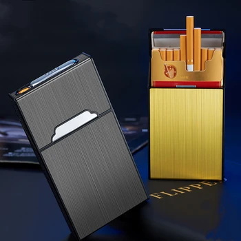 Yeni 20 Sopa 5.5 İnce Sigara Sigara Durumda Çakmak USB Şarj Edilebilir Tungsten Tel Çakmak Manyetik Sigara Durumda