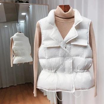 Yeni kruvaze Yelek Kadın İnce Aşağı Ceket Beyaz Ördek Aşağı Ultralight Ceketler Sonbahar Ve Kış Sıcak Palto İnce Dış Giyim