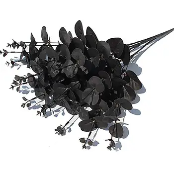 Yeni Siyah Sahte Yapraklar Şube Yapay Bitki Şube DIY Simüle Okaliptüs Sahte Bitki Yapay Yeşillik Ev Ofis Dekor