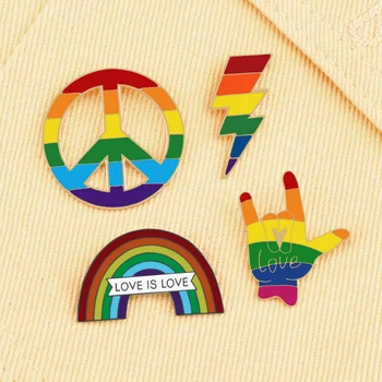 Yeni Varış LGBT Emaye Pimleri AŞK AŞK Gökkuşağı Barış Sembolü Broş Yüksek Kaliteli Yaka rozetleri Takı Arkadaş için Hediye