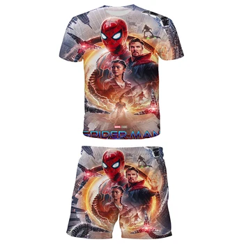 Yeni Örümcek Adam Marvel Venom Baskı T-shirt + Şort Erkek ve Kız T-shirt Büyüleyici çocuk giyim 2022 Yaz Yeni Örümcek Adam
