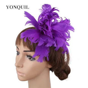 Zarif Kadın Düğün Moda Şapkalar Fantezi Tüy Çiçek Fascinator Şapka Saç Tokası Veya Gelin Düğün saç aksesuarları Broş