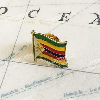 Zimbabve Ulusal Bayrak Yaka İğneler Kristal Epoksi Metal Emaye Rozeti Boya Broş Hatıra Takım Kişilik Hatıra Hediyeler