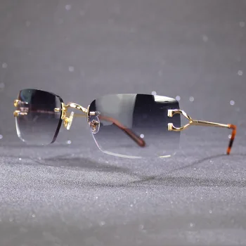 Çerçevesiz Güneş Gözlüğü Erkekler ve Kadınlar için Lüks Carter güneş gözlüğü Çerçeve Renkli Lensler ile Klasik Gözlük Moda Gafas De Sol