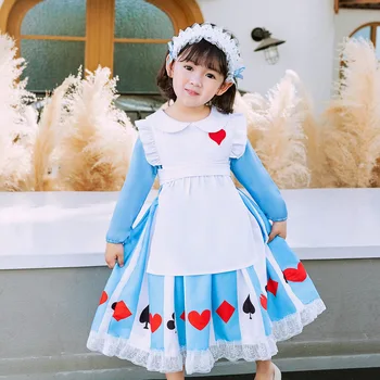 Çocuk fantezi parti elbisesi Kızlar için Wonderland Elbise Karnaval Kostüm Partisi Prenses Elbise Sanat Çekim Giysileri
