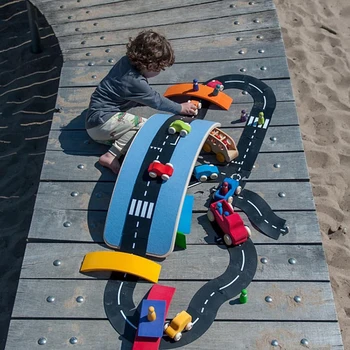 Çocuklar DIY Trafik Karayolu Parça Bulmaca Eğitici PVC Çocuk Yol Yapı Otoyol Oyuncak Çıkarılabilir Otomobil Araç Parça Erkek Hediye