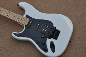 özel Yeni beyaz sol el Floyd Rose tremolo sistemi ST elektro gitar açık mavi sol el gitar stokta gerçek fotoğraflar 331